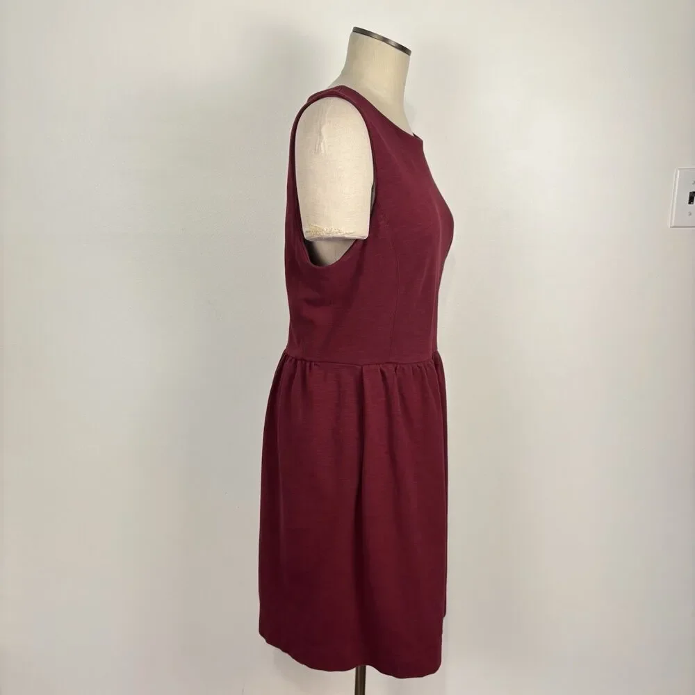 J Crew Factory XL Maroon Red Daybreak Ponte Tank Fit Flare Dress C0250